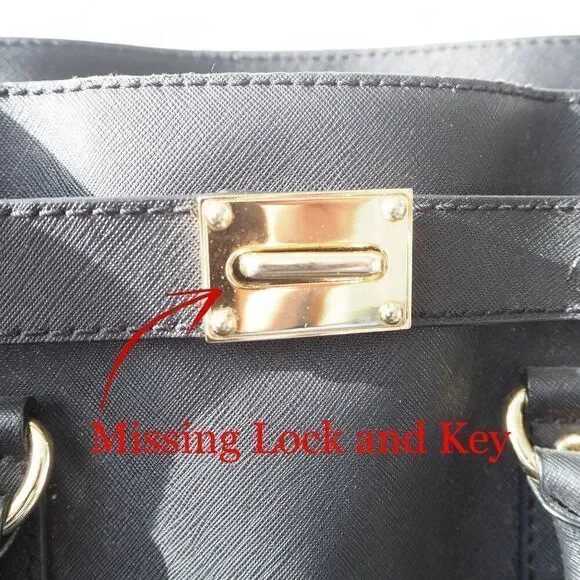 Michael Kors Hamilton Large Saffiano Leather Tote Bag Purse Black / Gold OS - Picture 11 of 11